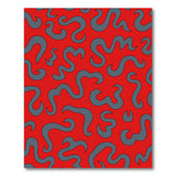 Vibrant Red Abstract Grey Wave Rug