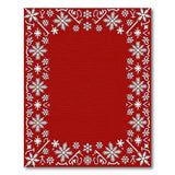 Geometric Modern Festive Red Snowflake Border Area Rug