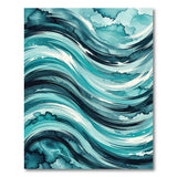 Teal Wave Abstract No. 9 Area Rug