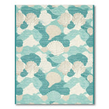 Coastal Beach Teal Seashell Coastal Area Rug