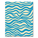 Blue and Teal Blue Wave Abstract Area Rug