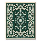 Green Ornate Green Floral Border Area Rug