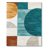 Bold Geometric Teal Orange Area Rug