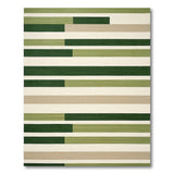 Modern Green Striped Geometric Area Rug