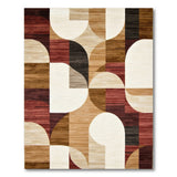 Abstract Curved Geometric Area Rug Brown Tan