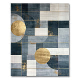 Geometric Navy Blue Gold Modern Area Rug