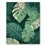 Lush Variegated Monstera Leaf Green Area Rug