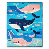 Playful Cartoon Whales Ocean Kids Rug