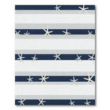Blue and Teal Navy Striped Starfish Coastal Area Rug