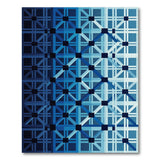 Geometric Modern Blue Teal Geometric Grid Area Rug