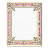Pink Elegant Pink Floral Ornate Border Rug