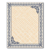 Beige Lattice Rug with Ornate Navy Border