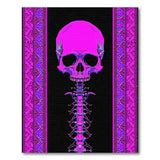 Neon Pink Skull Heritage Tribal Area Rug