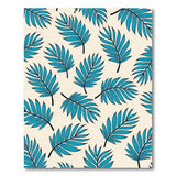 Teal Palm Leaf Pattern Area Rug