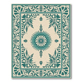 Traditional Persian Blue and Teal Ornate Teal Medallion Persian Rug