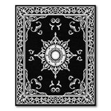 Traditional Persian Black and White Ornate Black White Mandala Persian Rug