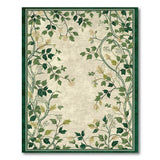 Vintage Green Vine Blossom Area Rug
