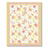 Pink Roses Yellow Blooms Floral Vintage Rug