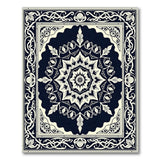 Black and White Navy Mandala Persian Area Rug