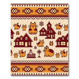 Cute Cartoon Cats Village Orange Area Rug