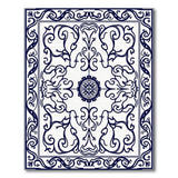Blue and Teal Ornate Navy Blue Persian Border Rug