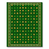 Emerald Green Shamrock Clover Area Rug with Golden Accents