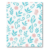 Teal Leaves Pink Flowers Floral Pattern Rug