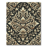 Ornate Black Gold Distressed Vintage Area Rug