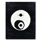 Yin Yang Pixel Art Area Rug Black White