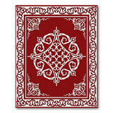 Ornate Red Persian Area Rug with Intricate White Motifs