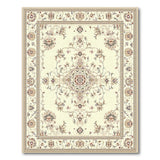 Beige and Neutral Ivory Traditional Persian Area Rug with Floral Medallion