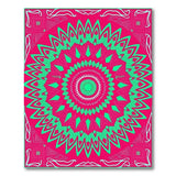 Vibrant Pink Green Mandala Geometric Area Rug