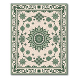 Ornate Green Floral Medallion Area Rug