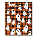 Boo! Cute Ghosts Orange Black Plaid Rug