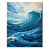 Washable Blue Ocean Wave Area Rug - Low Pile & Non-Slip