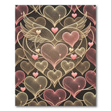 Pink Winged Hearts Mesh Geometric Area Rug