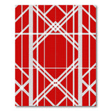 Bold Red White Geometric Grid Area Rug