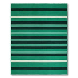 Bold Green Black Striped Area Rug