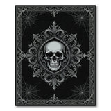 Black White Skull Ornate Area Rug