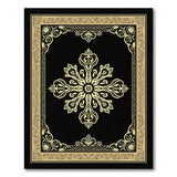 Elegant Gold Mandala on Black Area Rug