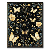 Gold Framed Butterfly Floral Area Rug