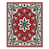 Red Persian Medallion Area Rug with Ornate Floral Borders