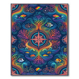 Rainbow Compass Abstract Area Rug