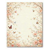 Beige and Neutral Vintage Floral Butterflies Beige Area Rug