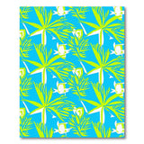 Turquoise Palm Fronds Fish Coastal Area Rug