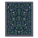 Navy Botanical Mushroom Butterfly Area Rug