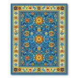 Vibrant Blue Persian Floral Area Rug