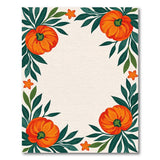 Vibrant Orange Pumpkin Floral Border Rug