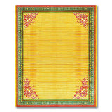 Vibrant Yellow Woven Rug with Tribal Borders