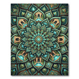 Teal Lotus Pavilion Mandala Rug